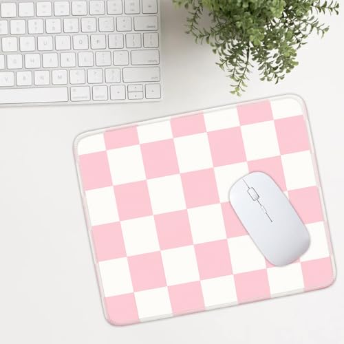 Mouse Pad for Desk with Stitched Edge, Premium Cute Washable Mouse Pads. Computer Mousepad with Non-Slip Rubber Base, Mousepads for Laptop, 9.25x7.75x0.12 inch (Pink Checkers) - color: Pink Checkers