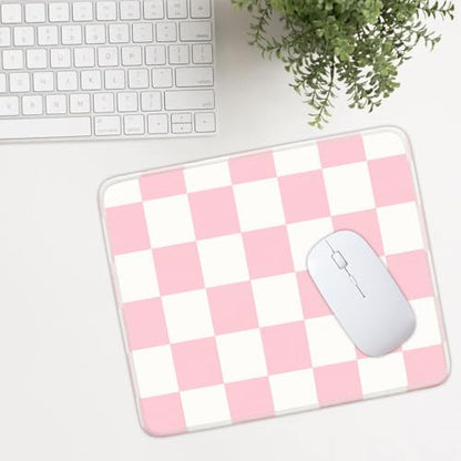 Mouse Pad for Desk with Stitched Edge, Premium Cute Washable Mouse Pads. Computer Mousepad with Non-Slip Rubber Base, Mousepads for Laptop, 9.25x7.75x0.12 inch (Pink Checkers) - color: Pink Checkers