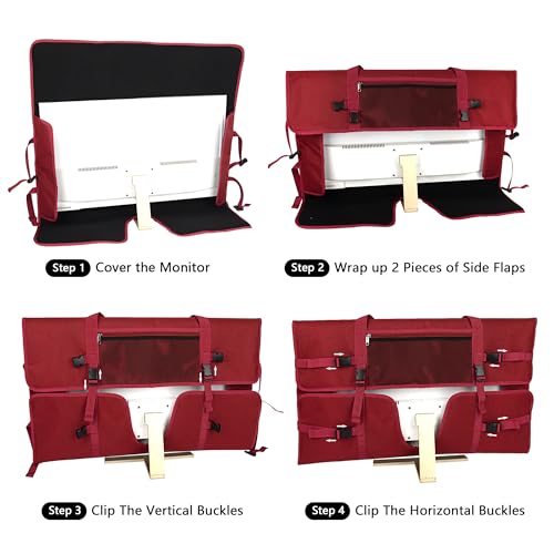 Travel Carrying Bag Compatible with 32" All-in-One Desktop Computer and 32" Monitor (Dark Red) - color: Dark Red
