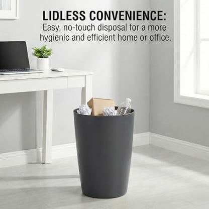 Mini Waste Basket - Durable Small Plastic Garbage Trash Can Bin - Lidless Open-Top, Slim Profile for Compact Spaces - Suitable for Home, Bathroom, Office, Bedroom, Kitchen and More, Grey - color: Grey