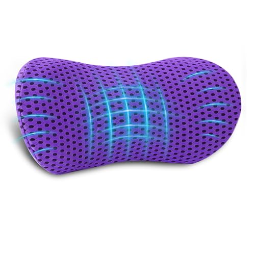 Lumbar Pillow, Memory Foam Lumbar Support Pillow for Office Chair and Car Seat, Ergonomic Streamline Back Pillow for Lower Back Pain Relief, Back Support Pillow for Sitting, Driving, Traveling - color: Light Purple