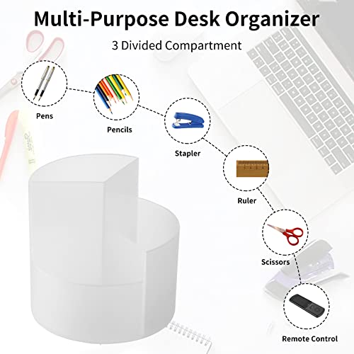 Desk Pencil Pen Holder, 3 Slots 360-Degree Spinning Organizers, Desktop Storage Stationery Supplies, Cute Cup Pot for Office, School, Art Supply, Kids - Clear - color: Clear
