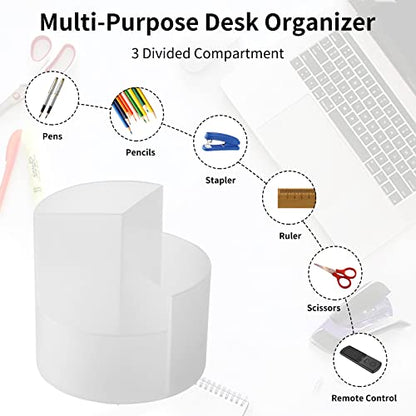 Desk Pencil Pen Holder, 3 Slots 360-Degree Spinning Organizers, Desktop Storage Stationery Supplies, Cute Cup Pot for Office, School, Art Supply, Kids - Clear - color: Clear
