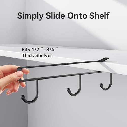 ECROCY Coffee Mug Holder Under Cabinet Only Fits Shelves up to 3/4" Thick, Clip-On Coffee Cup Holder Pack of 3, No Drilling Free Damage - color: White