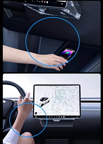 For 2020-2024 Tesla Model Y & 2017-2023 Model 3 - Hidden Center Console Organizer Tray, Tissue Holder, Open-Close Storage Shelf Box Under Dashboard Display (Open-Close Storage Shelf Under Dashboard) - style: Open-Close Storage Shelf Under Dashboard