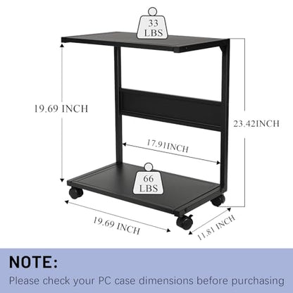 Bfttlity PC Stand Computer Tower Stand 2-Tier Metal CPU Holder with Locking Caster Wheels Suitable for Most PC (L, Black) - size: Large-Black