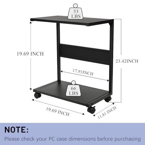 Bfttlity PC Stand Computer Tower Stand 2-Tier Metal CPU Holder with Locking Caster Wheels Suitable for Most PC (L, Black) - size: Large-Black