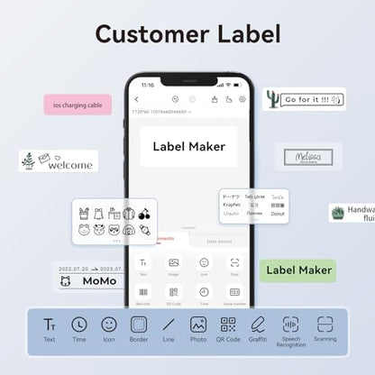 NIIMBOT Label Maker Tape for D11/D110/D101 Label Maker, 14 x 30 mm (0.55'' x 1.18'') for Home Office Labeling Tape Replacement, Clear - color: Clear