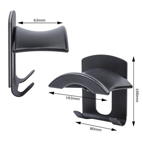 Headphone Stand Metal, Desk Headphone Hook Adhesive with Cable Clip,Aluminum Alloy Headset Stand for Desk,PC Gaming Headset Holder,Earphone Clamp for Airpods Max,HyperX,Sennheiser,Black