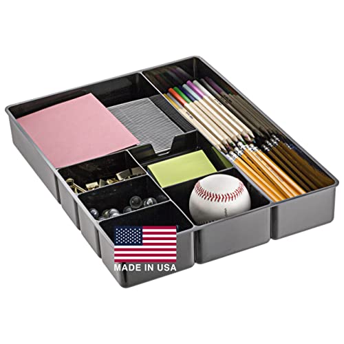 Officemate Deep Drawer Organizer Tray, 8 Compartments, 2 1/4"H x 15 1/8"W x 11 1/2"D, Black - size: (Pack of 1)