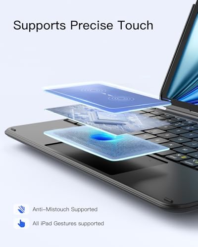 Inateck for iPad (A16) 11th/10th Gen 450g Ultralight Keyboard Case, Air 11" 2026 M4 /M3/M2, Air 5/4th, Pro 11 4/3/2/1th,1 Second Magnetic Detachable Keyboard with Touchpad, AceTouch, Graphite - color: Graphite
