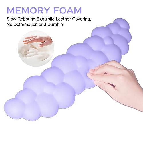 JIKIOU Upgrade Leather Cloud Keyboard Wrist Rest, Cloud Wrist Rest with Non-Slip PU Base, Comfortable Memory Foam Wrist Rest for Computer Laptop Mac Gaming Office and Pain Relief Christmas Wish Gift - color: 04purple