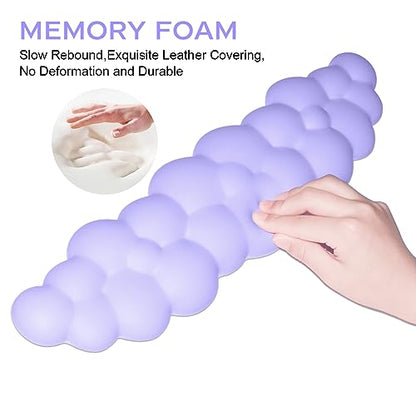 JIKIOU Upgrade Leather Cloud Keyboard Wrist Rest, Cloud Wrist Rest with Non-Slip PU Base, Comfortable Memory Foam Wrist Rest for Computer Laptop Mac Gaming Office and Pain Relief Christmas Wish Gift - color: 04purple