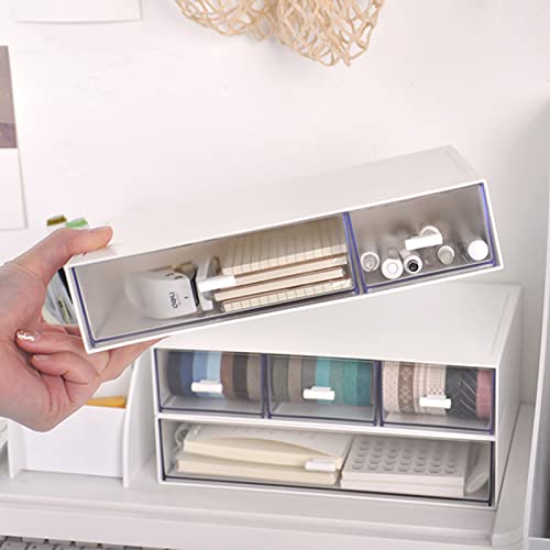 Desk Organizer-Stackable Storage Drawers, Desk Drawer Organizer Perfect For Collection Small Item/Cosmetic Office Supplies - 2 drawers (White) - size: 9*6.5*2inch - 2 Compartment