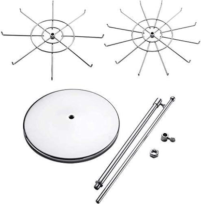 Dual Adjustable (Total Height & Tier Heighs) CounterTop Spinner Display Stand, Heavy Duty 2-Tiers, Silver - color: Silver