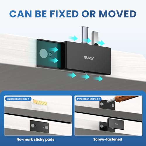 EJAY 5-in-1 Magnetic USB 3.0 Hub with SD/TF Card Reader, 5Gbps USB Data Hub for Desk, Magnetic Hub for PC Case, Powered USB 3.0 Hub Desk Mount for MacBook, PC, 3-Way Mounting, Black - color: Black