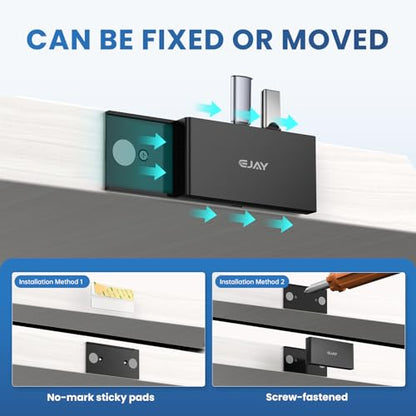 EJAY 5-in-1 Magnetic USB 3.0 Hub with SD/TF Card Reader, 5Gbps USB Data Hub for Desk, Magnetic Hub for PC Case, Powered USB 3.0 Hub Desk Mount for MacBook, PC, 3-Way Mounting, Black - color: Black