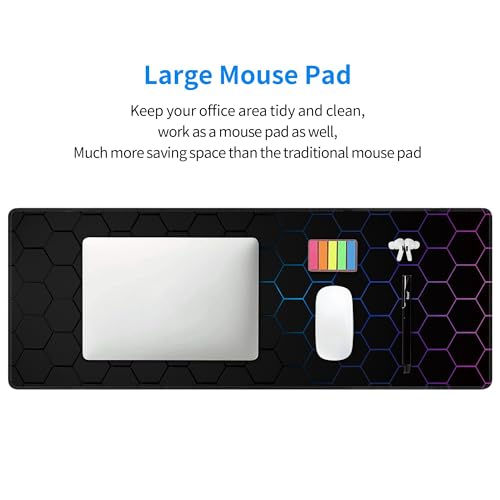 Hexagon Honeycomb Large Mouse Pad,Gaming Keyboard Desk Pad,Extended Mouse Mat Non-Slip Rubber Base with Stitched Edges for Office Game Home XL 31.5"x11.8" - color: Honeycomb, size: 31.5L x 11.8W inches
