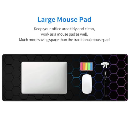 Hexagon Honeycomb Large Mouse Pad,Gaming Keyboard Desk Pad,Extended Mouse Mat Non-Slip Rubber Base with Stitched Edges for Office Game Home XL 31.5"x11.8" - color: Honeycomb, size: 31.5L x 11.8W inches