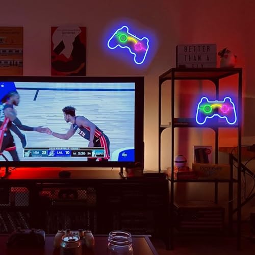 Gamer Neon Sign, Gaming Accessories Neon Sign for Wall Desk Decor Game Room Bedroom Aesthetic Game Controller Led Sign Lights USB/Battery Operated