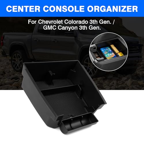 Autorder Center Console Organizer for 2023-2026 Chevy Chevrolet Colorado/GMC Canyon Accessories Armrest Storage Box Secondary Insert Tray with Anti-Slip Mats - color: 2023-2026 Chevy Colorado/GMC Canyon