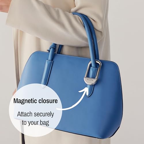 FLIP Bag Hook - Newly Redesigned. Portable Purse Hanger for Table with Magnetic Closure - Now Holds up to 50 lbs (Silver) - color: Silver