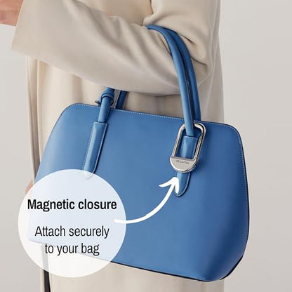 FLIP Bag Hook - Newly Redesigned. Portable Purse Hanger for Table with Magnetic Closure - Now Holds up to 50 lbs (Silver) - color: Silver