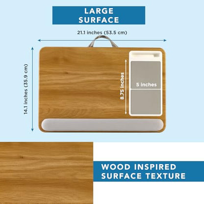 LAPGEAR Home Office Pro Lap Desk with Wrist Rest, Mouse Pad, and Phone Holder - Oak Woodgrain - Fits up to 15.6 Inch Laptops - Style No. 91599 - color: Oak Woodgrain, size: Home Office Pro W/Wrist Rest