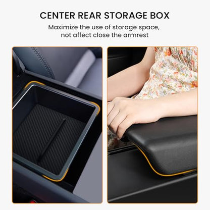 BANKKY 6PCS Center Console Organizer Tray for Tesla Model 3 Highland 2024 2025 Car Accessories with Armrest Storage Tray, Hidden Storage Box, Cup Holder Insert, Camera Privacy Cover, Glove Box Hook - size: 6PCS (24-26) Model3 Black