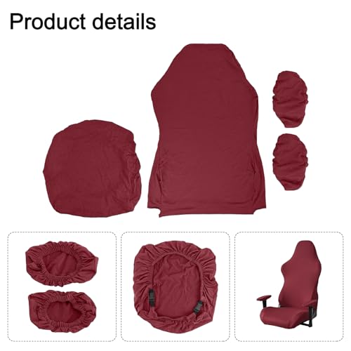 Stretch Gaming Chair Cover, Soft and Comfortable, Dust Protection, Modern Design, for Office Computer Racing Seat(Wine Red) - color: Wine Red
