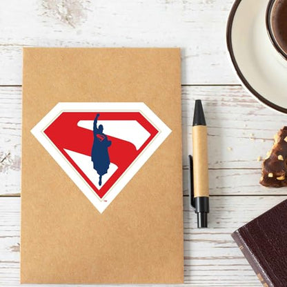 DC Comics Superman Shield Adhesive Vinyl Decal - Bold Superman Logo Sticker for Vehicle Windows or Bumpers - color: Red/Blue