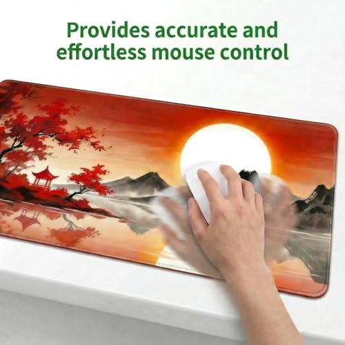 Large Gaming Mouse Pad, 35.4 x 15.7 Inch Computer Mousepad, Waterproof Gaming Mousepad with Stitched Edges and Non-Slip Rubber Base, Extended Desk Mat for Home Office Work(Sunset)