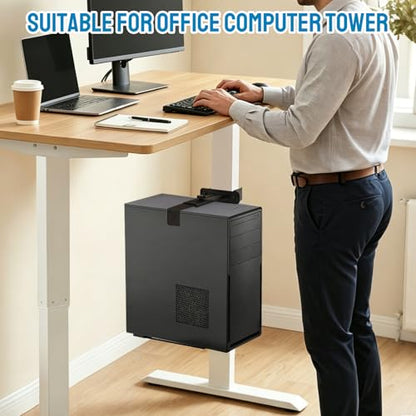 Under Desk PC Mount - Heavy Duty PC Stand for Standard Computer Tower Up to 9.64" Wide, Up to 50Lbs Weight, Clamped PC Bracket Holder Only for 65×45mm/75×45mm/80×50mm Standing Desk Leg, No Drill