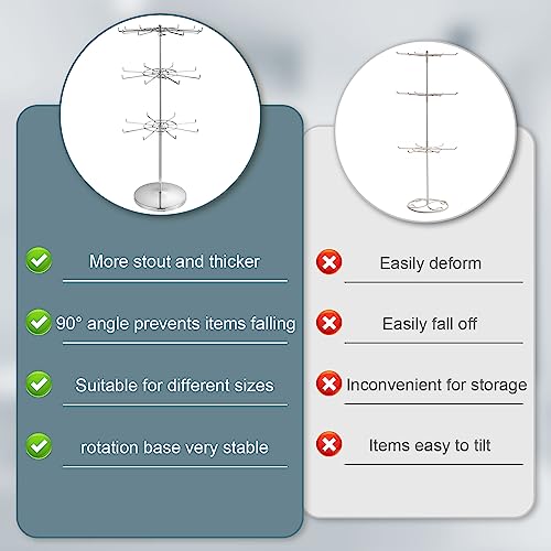 Polmart Heavy Duty Dual Heights (Stand & Tiers) Adjustable Countertop Spinner Display Stand (Silver, 3-Tier) - color: Silver