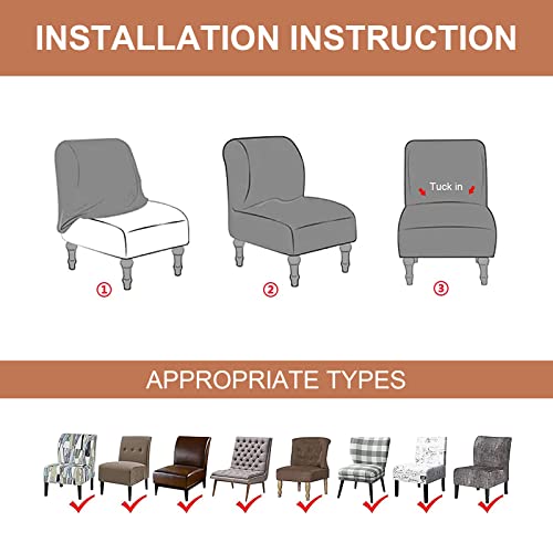 Eco-Ancheng Armless Chair Slipcover Removable Armless Accent Chairs Covers Washable Armless Slipper Chair Slipcover Printed Armless Chair Furniture Protector Covers for Living Dining Room Hotel - color: A38