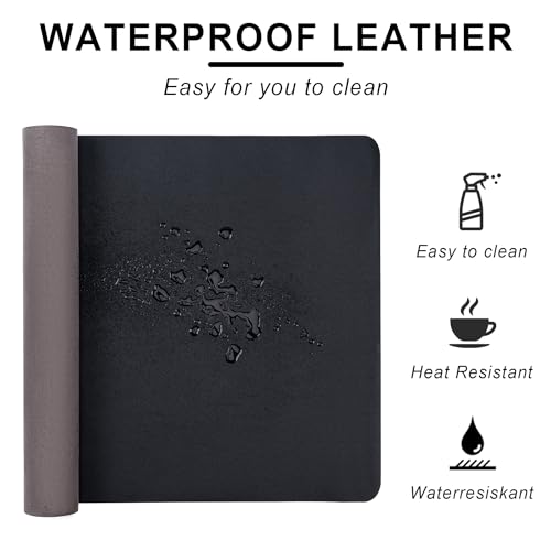 CADONO Leather Desk Pad Protector, Non-Slip PU Leather Large Mouse Pad, Easy Clean Desk Protector Mat, Writing Pad for Office/Home/Decor (Coffee, 23.6" x 13.7") - color: Dark Coffee, size: 23.6" x 13.7"