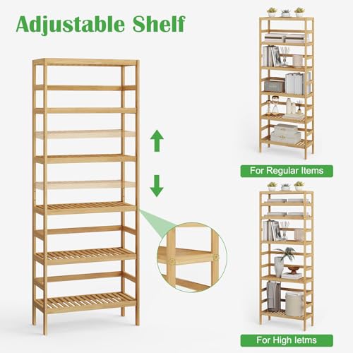 Bamboo Rack, Adjustable Bamboo Shelf, Stand Utility Storage Shelf Multifunctional Bathroom Kitchen Living Room Holder Plant Flower Stand (6-Tier) - size: 6-Tier-1
