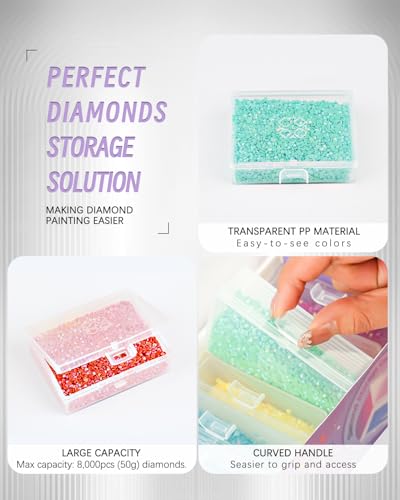 forever young 8pcs Diamond Painting Storage Containers Trays, Diamond Painting Accessories Diamond Painting Trays with Lids, 2-in-1 Diamond Art Storage, Bead Storage & Line-Up, Purple Box - size: 8pcs Refill set