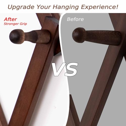 SCUNDA 16 inch High Accordion Wall Hanger with 14 Hooks, Wooden Wall Expandable Coat Rack for Coat, Hats, Baseball Caps, Coffee Mug, Jewelry - color: Brown, size: 14 Hooks