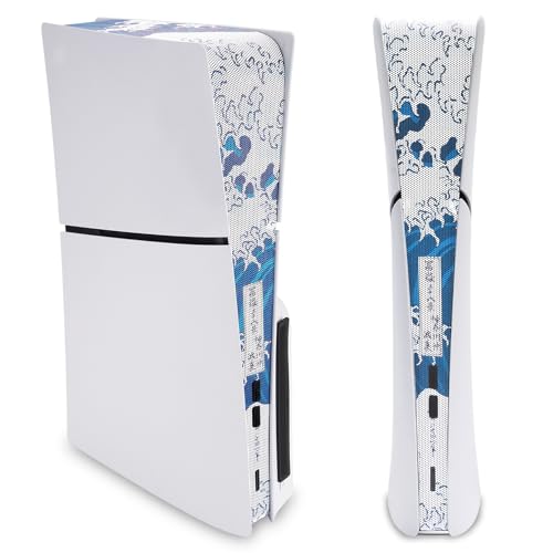 PlayVital Dust Cover Net & Silicone Plug Set for PS5 Slim Console - 12 in 1 Anti-Dust Filter Kit for PS5 Slim Disc & Digital Version, Prevents Dust & Pet Hair - The Great Wave Off Kanagawa - color: The Great Wave Off Kanagawa