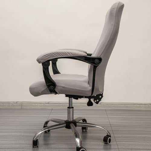 Melaluxe Office Chair Cover with Arm Covers - Universal Stretch Desk Chair Cover, Computer Chair Slipcovers (Size: L) - Light Gray - color: Light Gray, size: Large with Arm Cover
