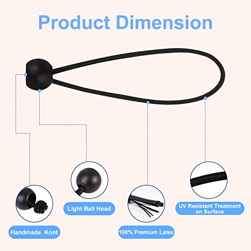 30PCS of 3 Sizes Ball Bungee Cords, 6, 9, 11 Inch Tarp Canopy Bungee Balls, Heavy Duty Tie Down Cord for Shelter, Gazebo, Camping, Tent, Cargo, Holding Wire and Hoses (Ball Size 1 inch) - color: Black