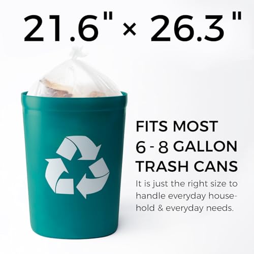 6-8 Gallon Medium Trash Bags 500 Count | Super Value Bulk Kitchen Garbage Bags Unscented Clear Wastebasket Bin Liners - style: 6-8 Gallon