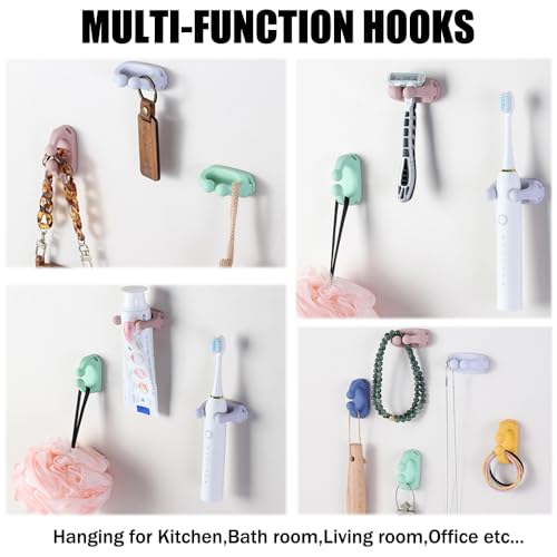 Silicone Razor Holders - 6 Pcs Hooks Adhesive Wall Mounted for Hanging Towel Key Plug Cable, Utility Decoration Hook Stick to Dorm Room Door Function for Kitchen Bathroom Home Office