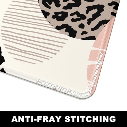 BOSOBO XXL Gaming Desk Mat, Leopard Dots Pink - 31.5 x 11.8 Inches, Full Cover - color: Leopard Polka Dot Circle, size: XL - 31.5 x 11.8 Inches