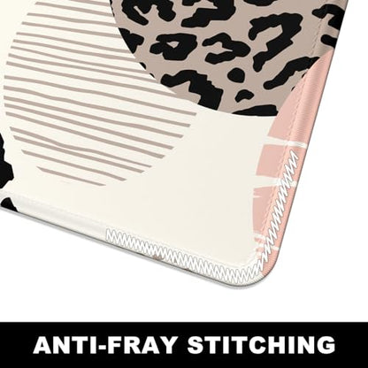 BOSOBO XXL Gaming Desk Mat, Leopard Dots Pink - 31.5 x 11.8 Inches, Full Cover - color: Leopard Polka Dot Circle, size: XL - 31.5 x 11.8 Inches