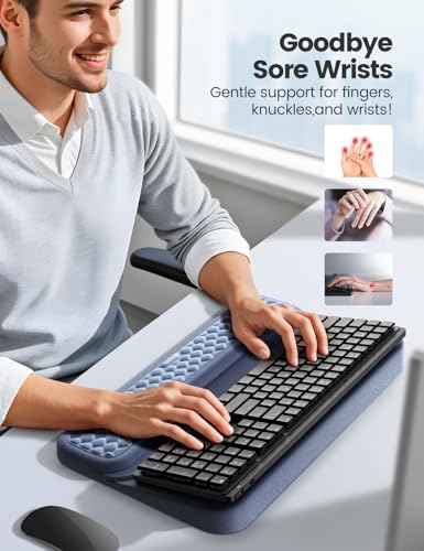 Vaydeer Wrist Rest with Keyboard Stand, Computer Wrist Support Pad, Ergonomic Keyboard Riser Holder Lift Tray with Wrist Pad, Soft Memory Foam Desk Cushion, Palm Hand Typing for Office Home Gift-Blue - color: Light and Dark Blue