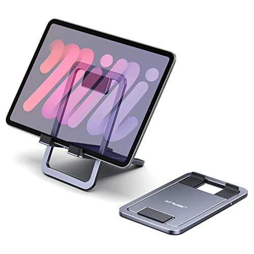 JSAUX Universal Tablet Stand, Portable Foldable Tablet Holder for Desk Compatible with iPad mini/Air, Samsung Galaxy Tab, Kindle Fire, Steam Deck, Switch 2, ROG Ally, iPhone and Other Tablets-Gray - color: Gray