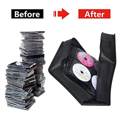 Siveit CD/DVD Case Binder - 400 Capacity Disc Storage Holder, Black PU Binder - color: PU Black, size: Black binder