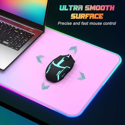 ITNRSIIET RGB Gaming Mouse Pad Full Desk XL Extended Large Gaming Mousepad 12 Lighting Modes, 30% Thicker, Big LED Desk Mat for Keyboard Men Gamers Esport Pros, 32" x 12",Gradient Blue Pink - color: Z-gradient Blue Pink